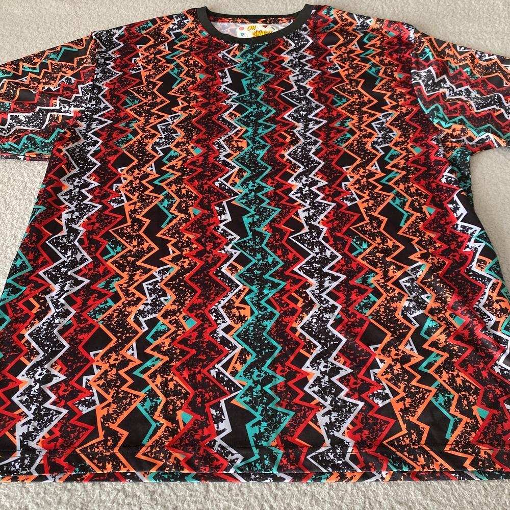 OH SNAP!‎ Short Sleeve T-Shirt Geometric Bolt Vertical Stripes Men's 2XL Tee Top